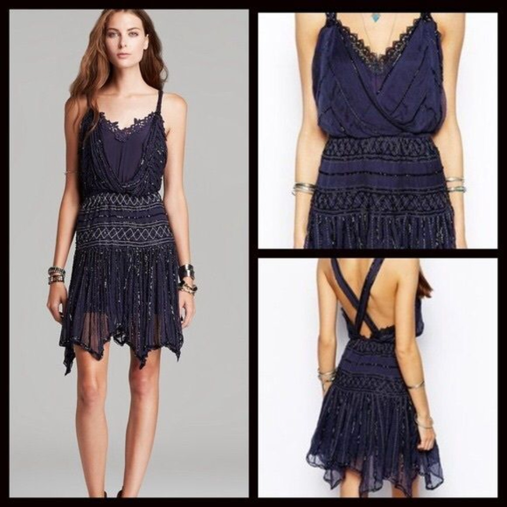 ⛔ SOLD⛔ Free People Ode To Tea Beaded Embellished - Picture 1 of 4